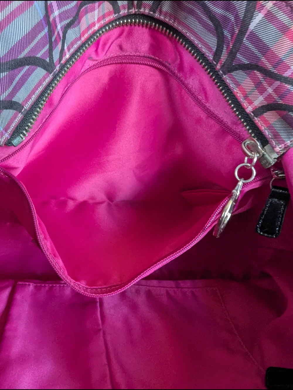 Coach Pink and Purple Plaid Signature Tote